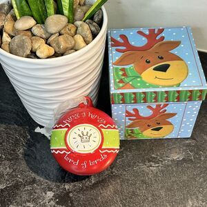 Vtg 3” Red Crimson Lord Of Lords Christian Scripture‎ Christmas Ornament Ball